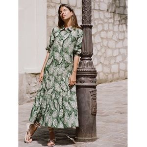 ZARA Green Paisley Maxi Dress XS